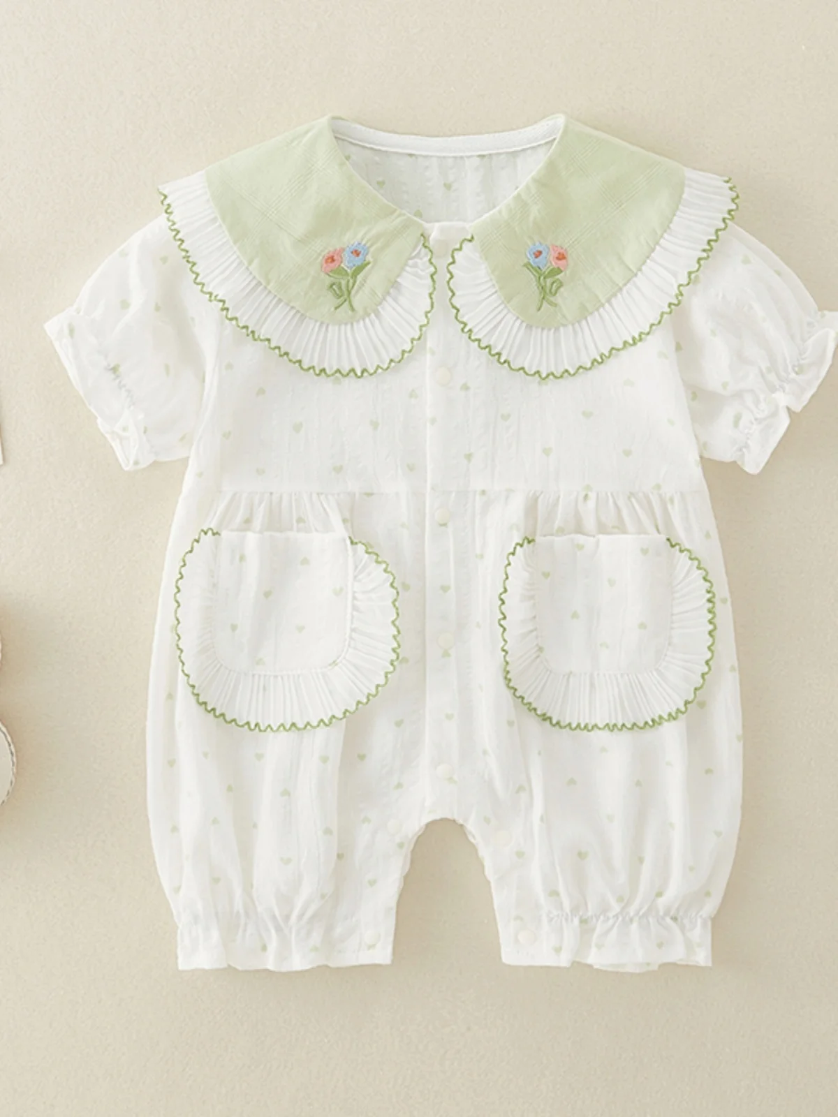 

Очаровательный летний комбинезон с воротником-стойкой для девочек, новый, с коротким рукавом, с высокой талией, длинные брюки