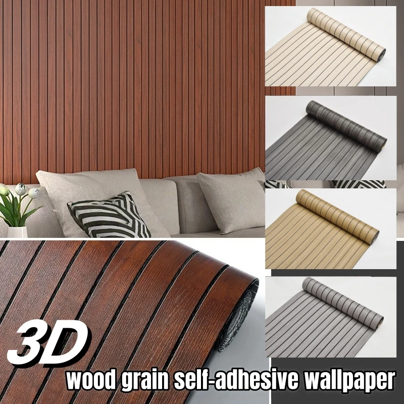 

3D-панели с текстурой дерева, самоклеящиеся, виниловые, водонепроницаемые, из пеноматериала SXP, для декора дома