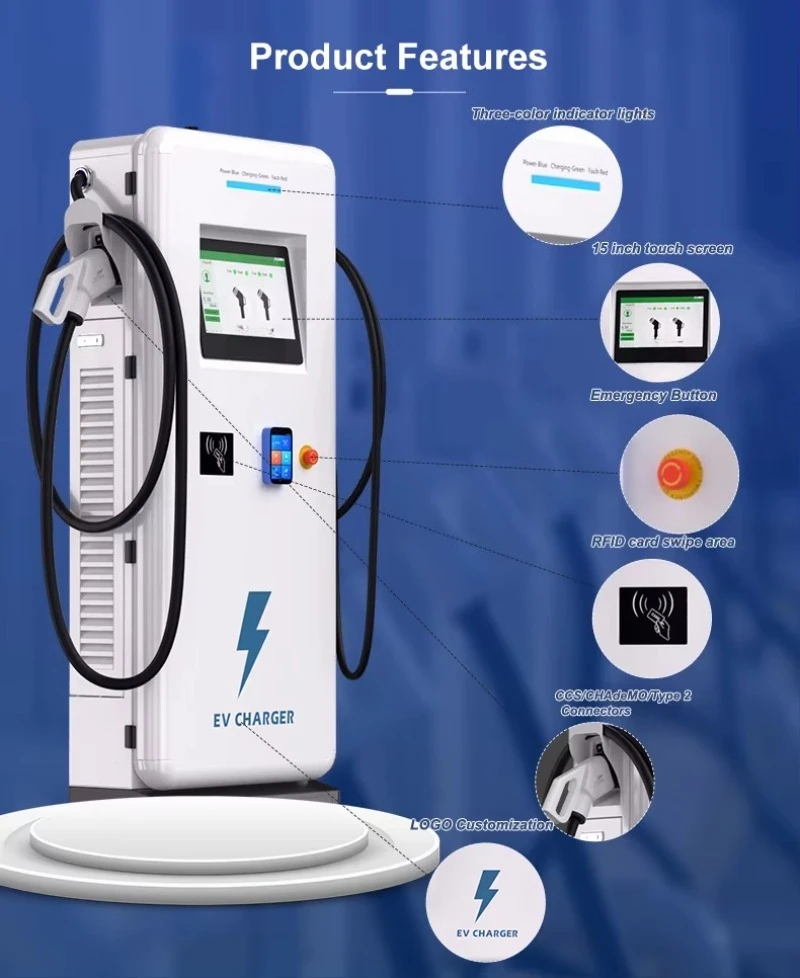 Ev Charger  40kW 60kW 80kW DC Fast Charger Ccs2 Chademo OCPP1.6 Via WIFI LAN 4G Ev Dc Charging Pile Ev Charging Station