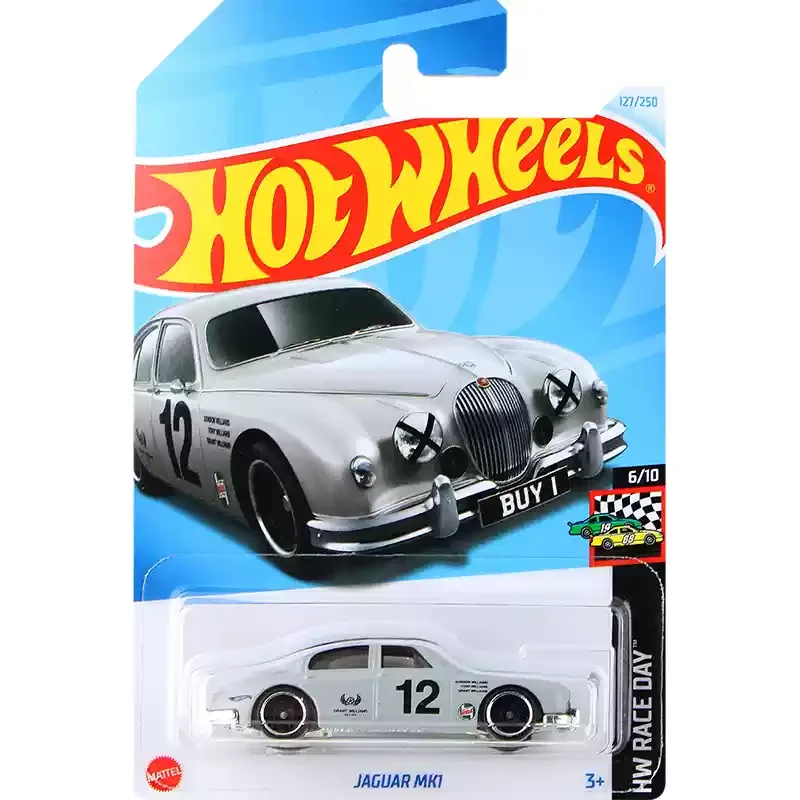 2025C Original Hot Wheels Car Jaguar MK1 Toy for Boy 1/64 Diecast Voiture Metal Model Brinquedos HW Race Day Carro Birthday Gift