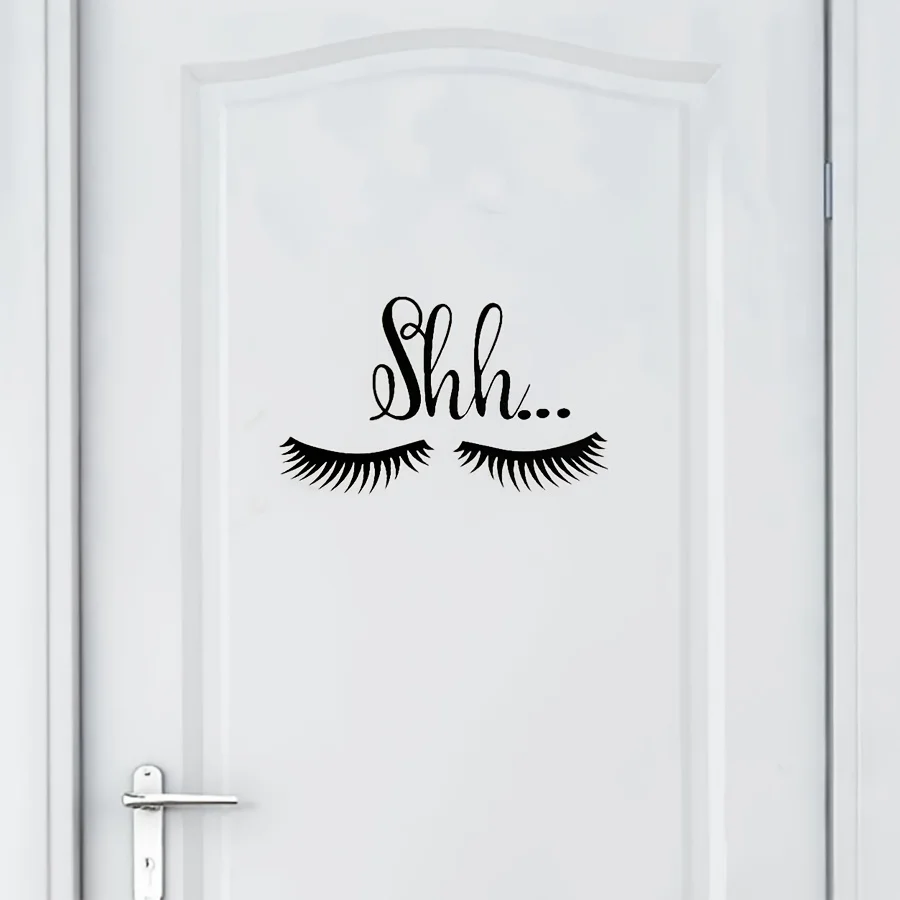 Eyelash Shh Minimalist Vinyl Decals Baby Sleeping Decal Removable Shh Wall Stickers Nursery Door Decor, Baby Room Wall Decor