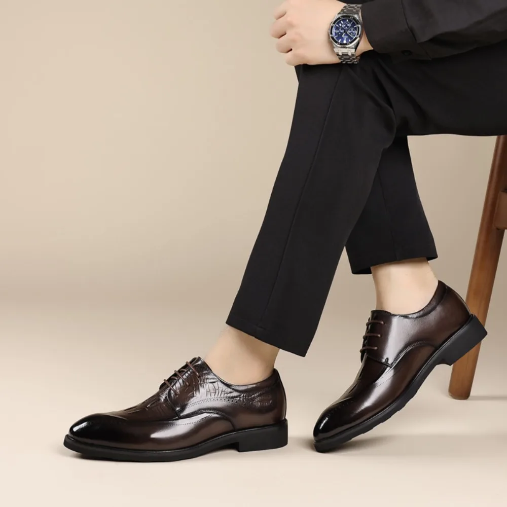 

New Black Commuter Single First Layer Cowhide Casual Classic Versatile Wedding Leather Shoes Pointed Fashion Versatile Young