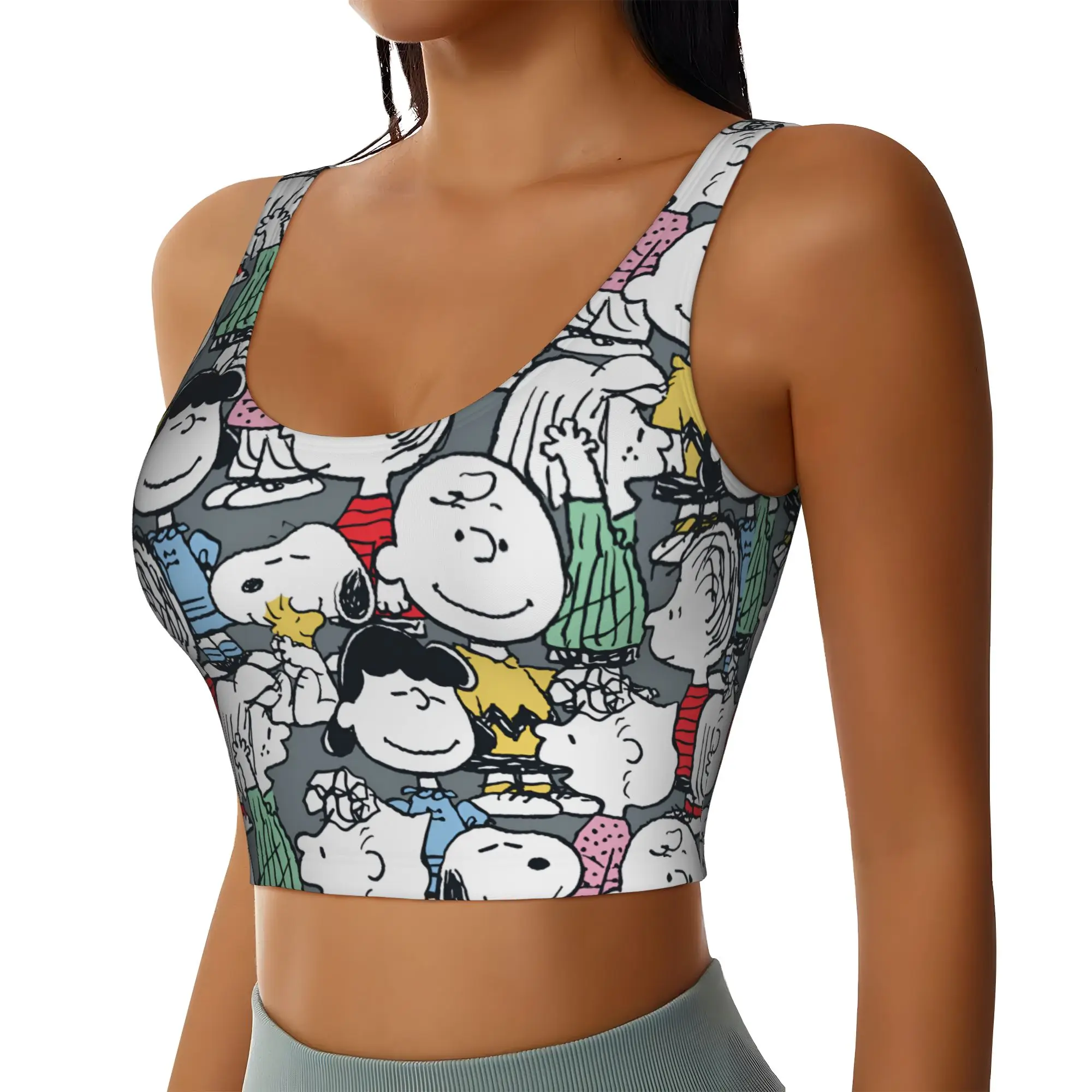 Custom High Impact S-snoopies Cartoon Sports Bra for Women Anime Dog Gym Workout Yoga Crop Top
