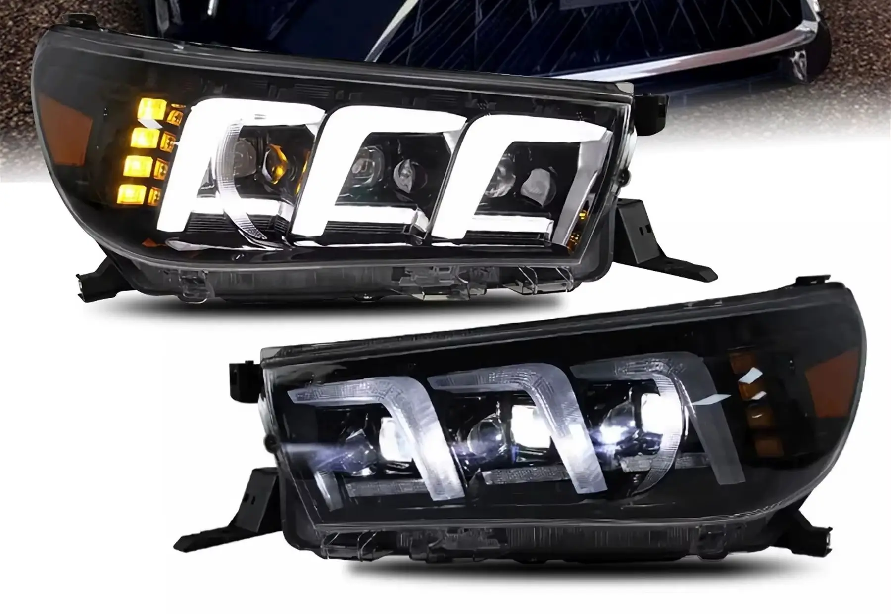 Front Headlight Headlamp Assembly for Toyota HILUX REVO VIGO 15-20 Daytime Running DRL Turn signal