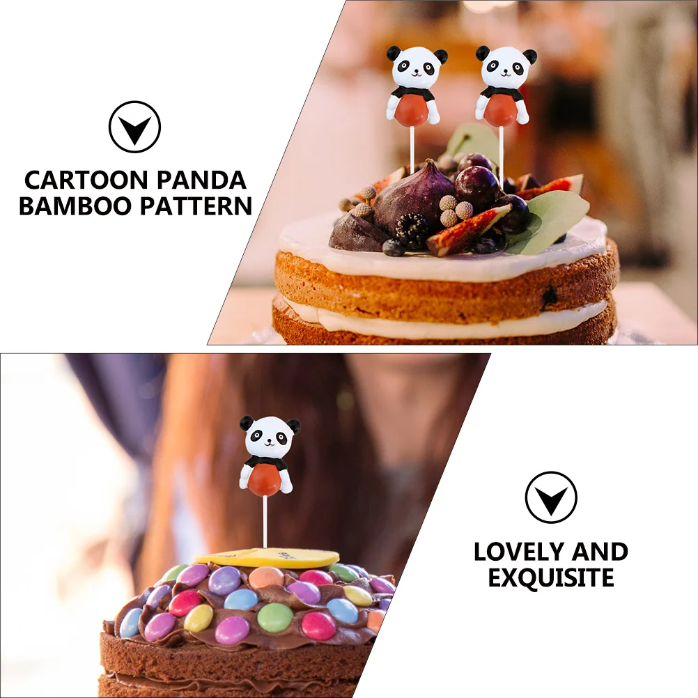 

4Pcs Panda Cake Toppers Resin Lovely Birthday Cake Picks Party Supplies Decoration for Cakes Cupcake Topper Party Supplies
