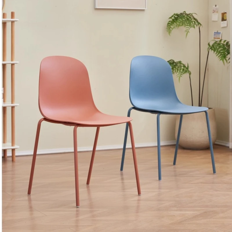 ‌Modern Plastic Back Chair, Thickened Comfort Seat, Stackable Dining Stool, Ergonomic Home Office Chair