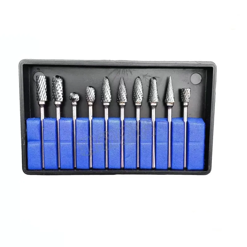 

10Pcs 1/8" Shank Tungsten Carbide Milling Cutter Rotary brocas com escareador hss steel cone drill set diamond drill 10mm