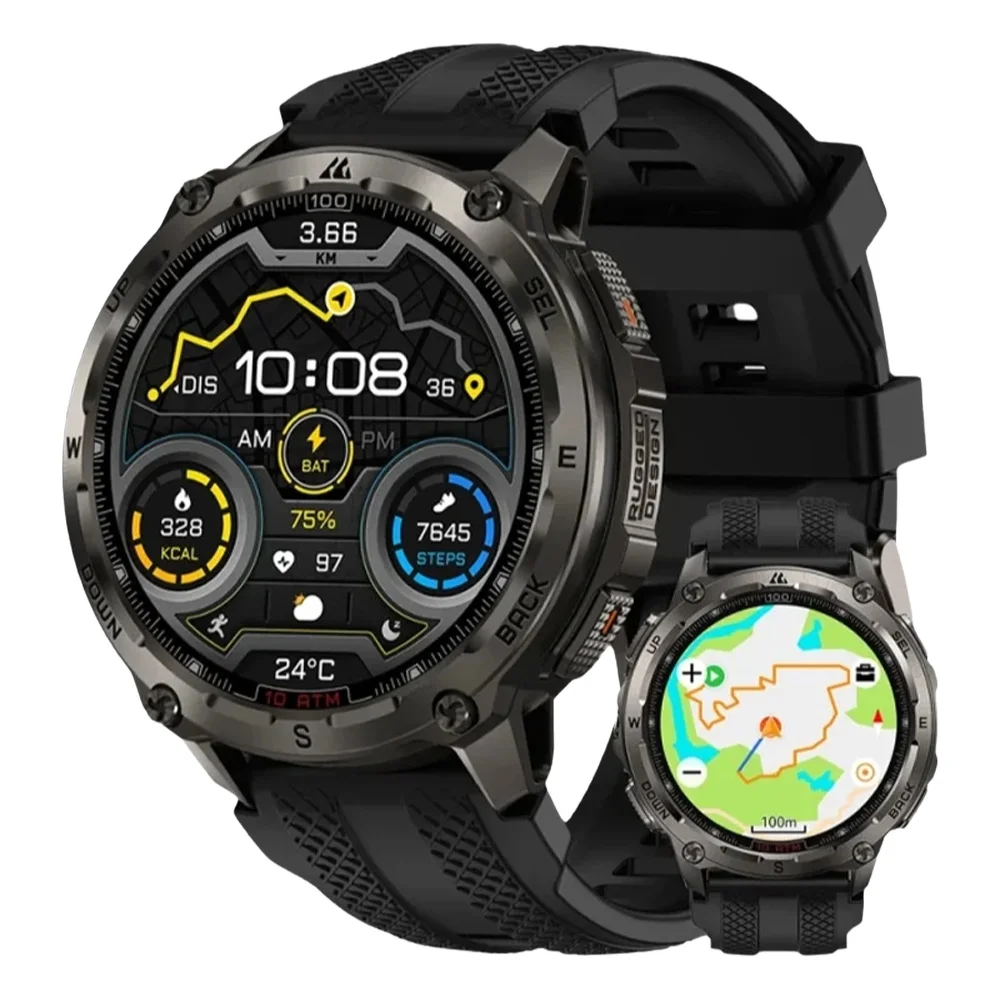 KOSPET Tank T4 Herren-Smartwatch, robust, Militärqualität, komplett aus Edelstahl, GPS, 100 m wasserdicht, 45 m Freitauchen, Gesundheitsmonitor
