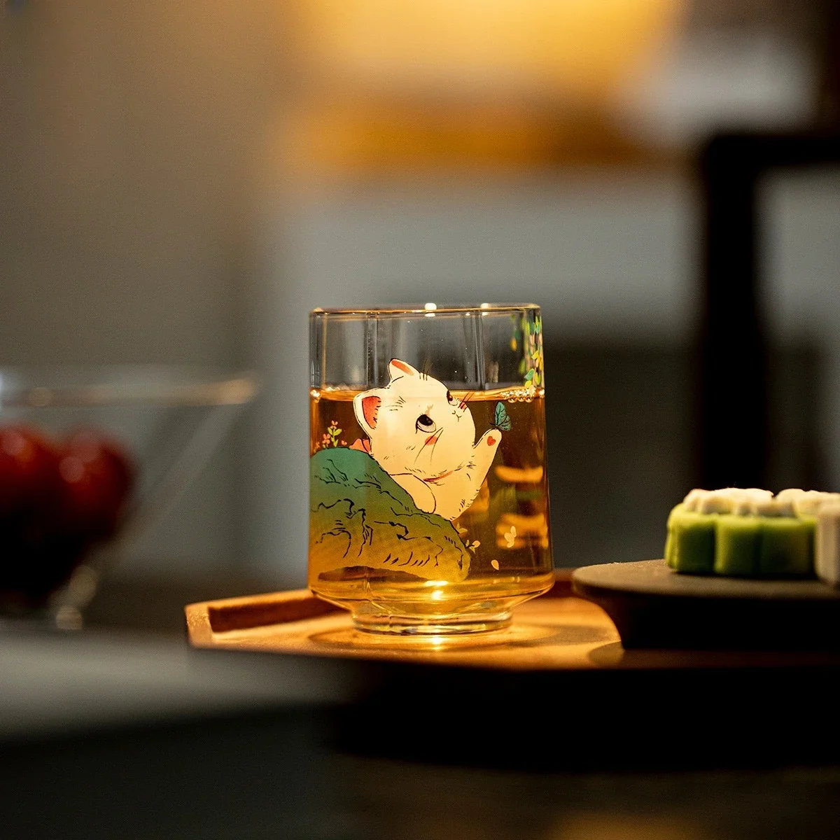 

High-value Cute Kitten Owner Cup Household Heat-resistant Glass Personal Water Cup Transparent TeaCup Coffee Cup Home Decoration