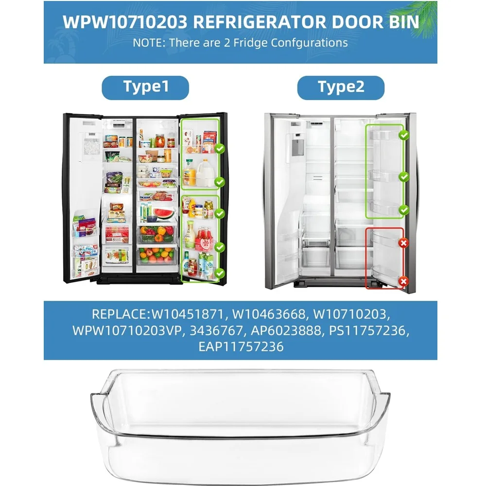 W10710203 Refrigerator Door Bin Fit for whirl-pool ken-more Refrigerators Right Side Bin W10710203 W10451871 AP6023888