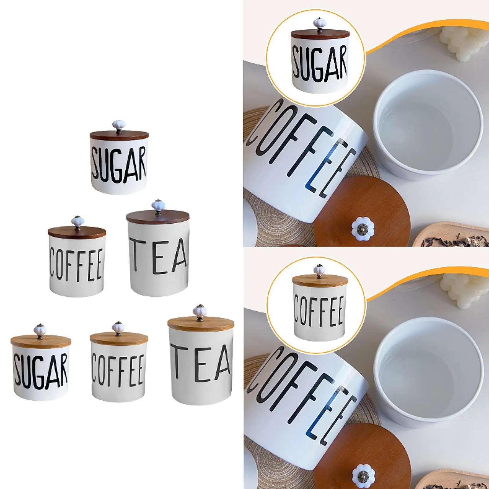 

Ceramic Storage Container with Lid Tea Sugar Coffee Container Airtight Coffee Container Food Storage Jar for Cafe Bedroom Office