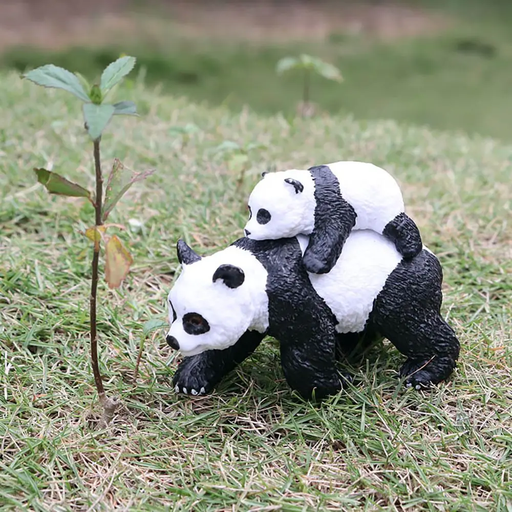 Juguetes de enseñanza de ciencia y naturaleza, escenas del zoológico, Panda con Cub, modelos de simulación, animales salvajes, figuritas de Panda