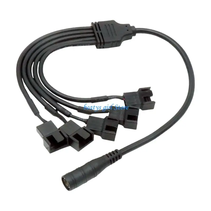 C7AB Portable DC5521 Female To 4Pin Computer Fan Adapter Cord Wire 37cm Optimized For Clean Cable Management