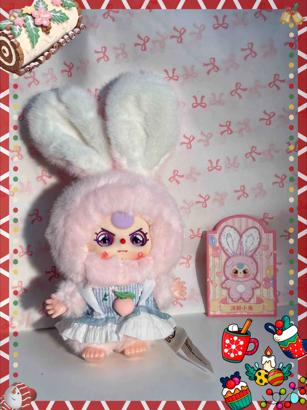 

Мини-три кролика Macaron серии ПВХ слепая коробка настольный декор детский рюкзак кулон подарок на день рождения