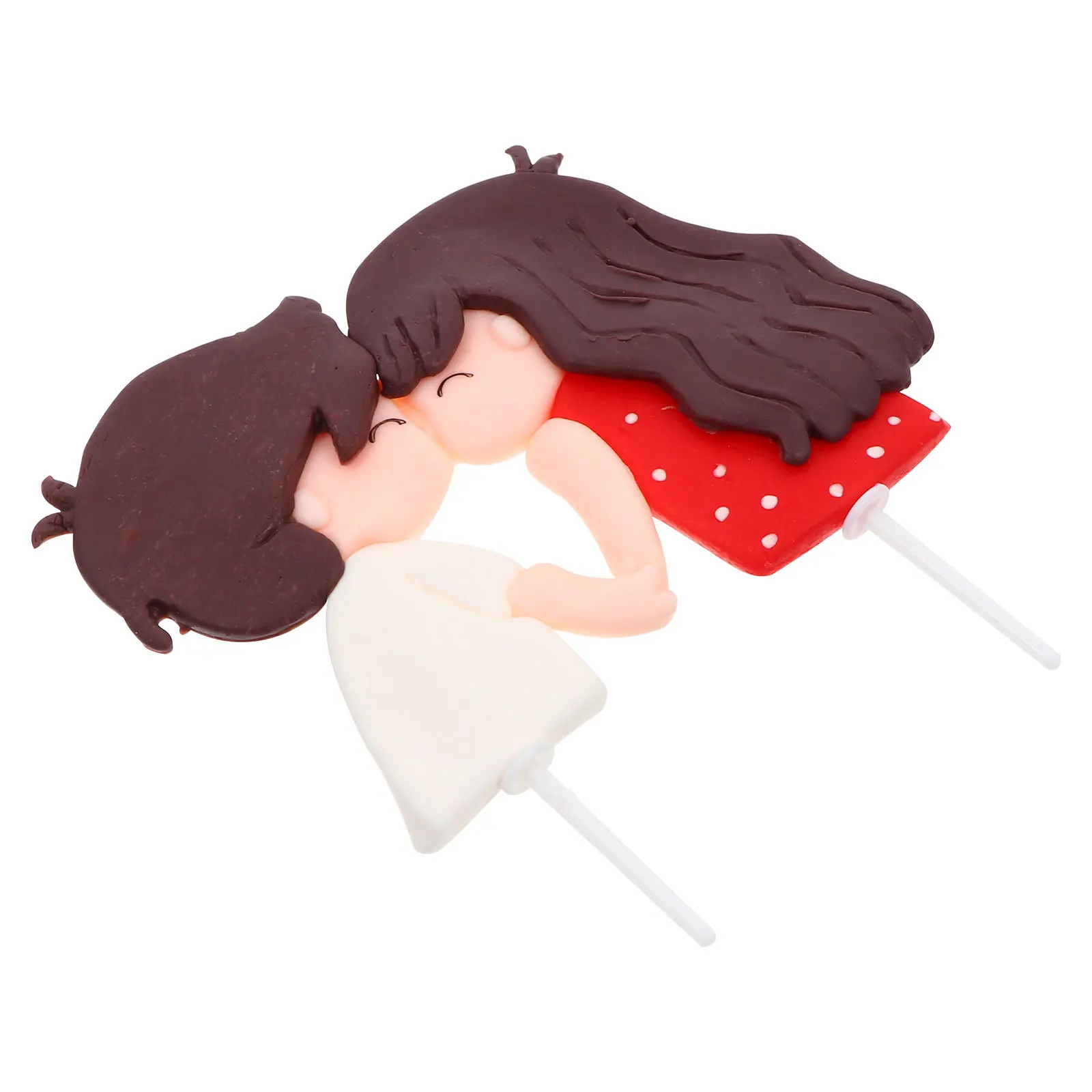 

1Pcs Cake Ornament Plugin Romantic Lovers Design High Quality Polymer Clay Decoration for Birthday Valentine Cupcake Topper