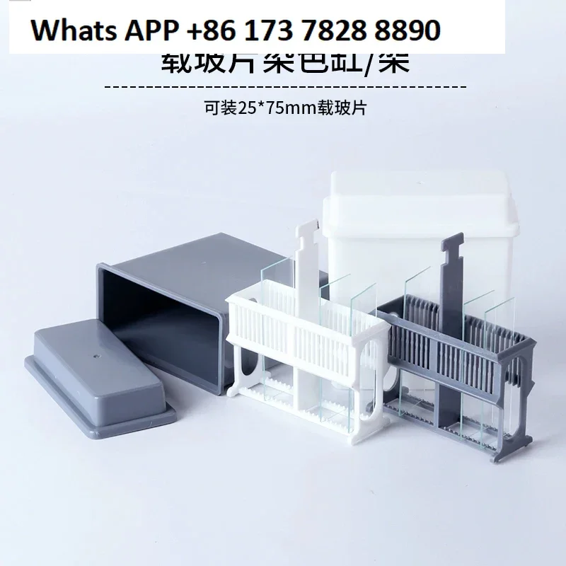 Rak Pewarnaan Baja Tahan Karat Kotak Basah Imunohistokimia 24 Buah Set Rak Slide Plastik Laboratorium