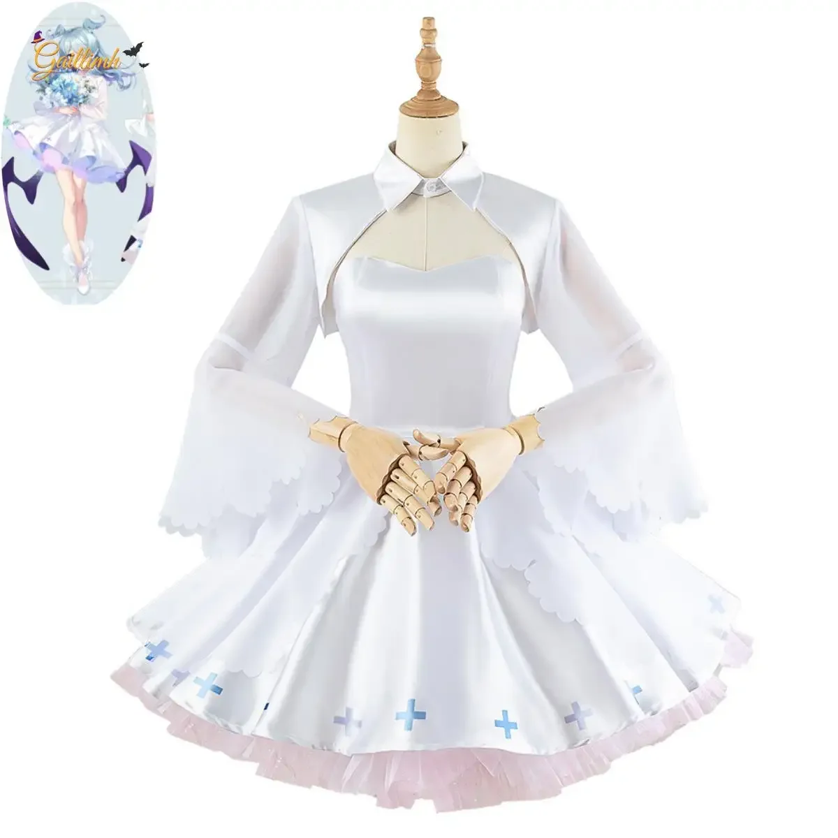 Anime Vtuber Elira Pendora Cosplay Costume Lazulight 1st Anniversary White Dress Princess Skirt Woman Sexy Party Suit