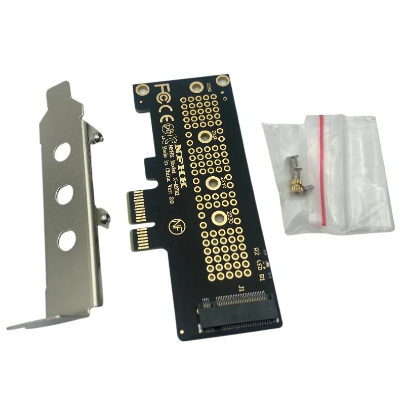 NVMe PCIe M.2 NGFF SSD to PCIe x1 Adapter Card PCIe x1 to M.2 Card with Bracket PCI-E M.2 Adapter for 2230 2240 2260 2280 SSD M2
