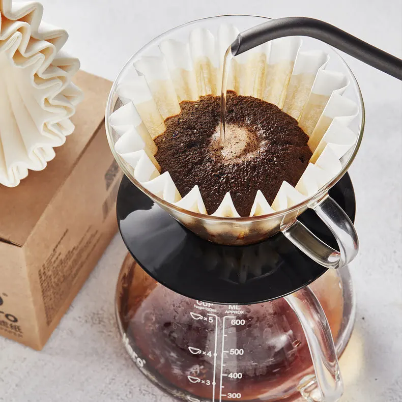 50PCS Kraft Papier Kaffee Filter Tassen Schüssel Form Origami Hand Gebraut Tropf Well Einweg Tasse für Übergießen Espresso – Detail 6