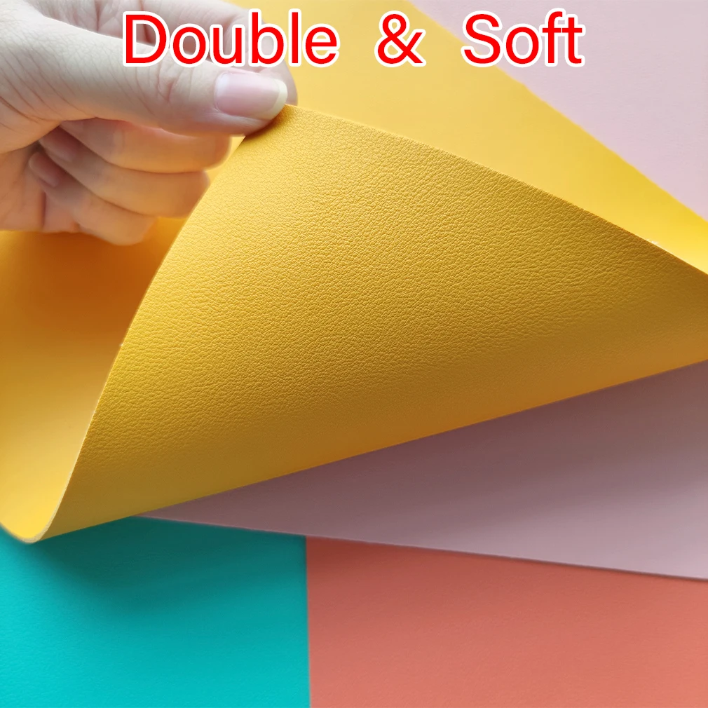 Double-Sided Monochrome Thick Durable Faux Leather Fabric Sheets PU Leatherette for Sofa Crafts Earring Bows DIY Accessories