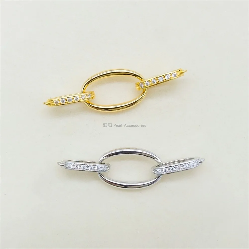 Diy Pearl Clasps & Hooks buckle ins wind three-ring oval extension buckle copper plated with 18K gold