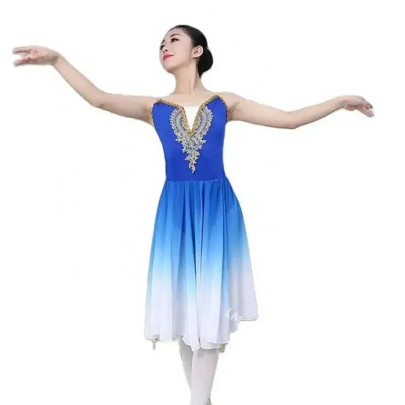 فستان توتو باليه طويل للأطفال والكبار، ملابس أداء الرقص الحديث للأطفال، تنورة باليه، ملابس التدريب،