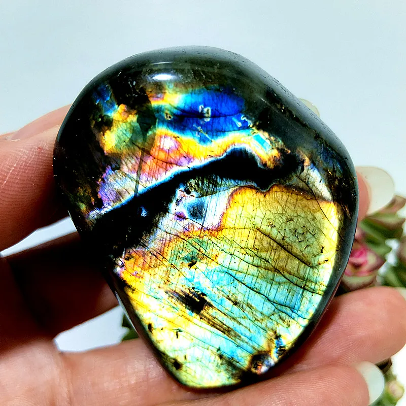 Natural Stones Finland Labradorite Light Palm Meditation Healing Spiritual Reiki Energy Healing Feng Shui Crystal Room Decor view 5