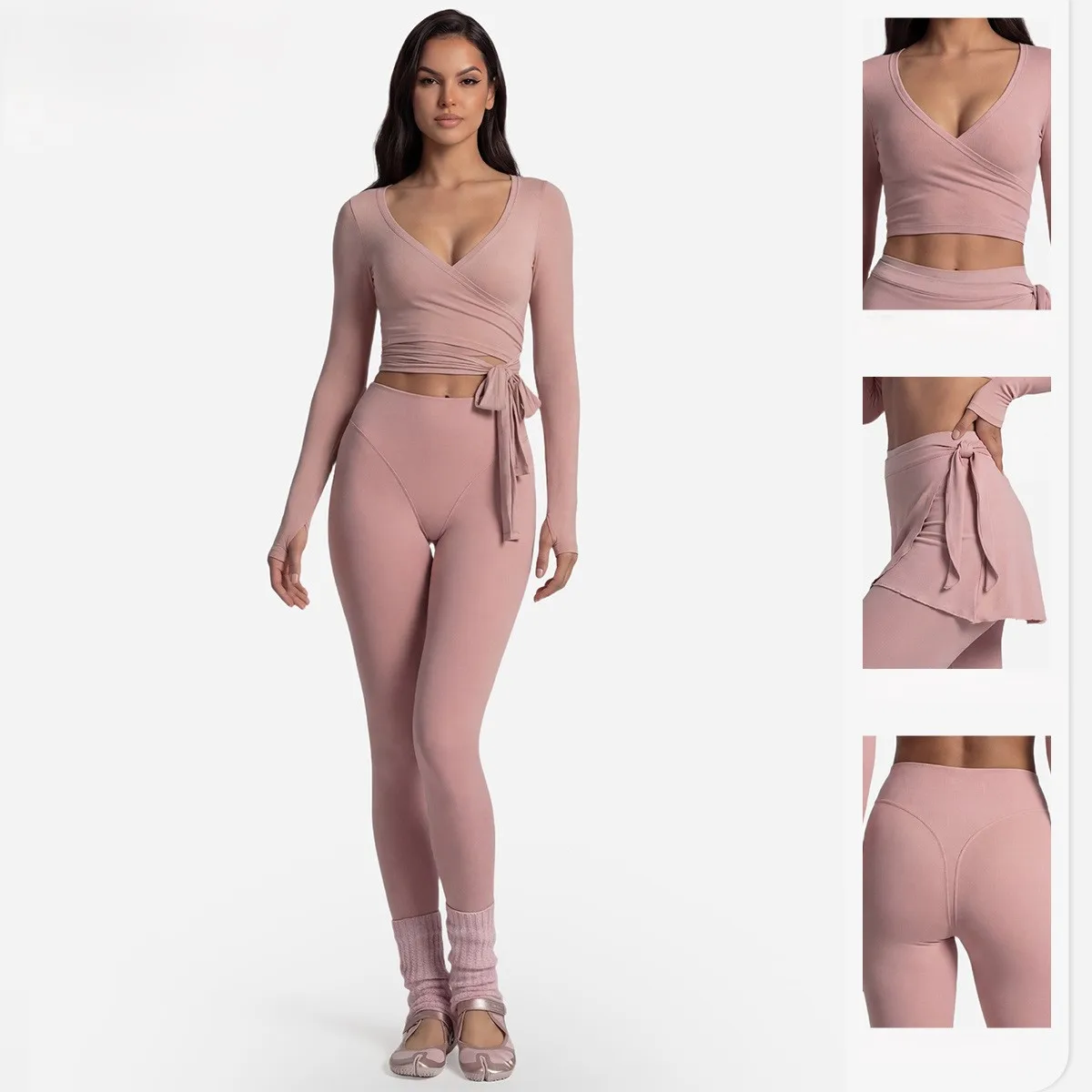 เสื้อโยคะแขนยาวแบบไขว้ด้านหน้า - Pilates Yoga Wrap Top บทวิจารณ์และราคา
