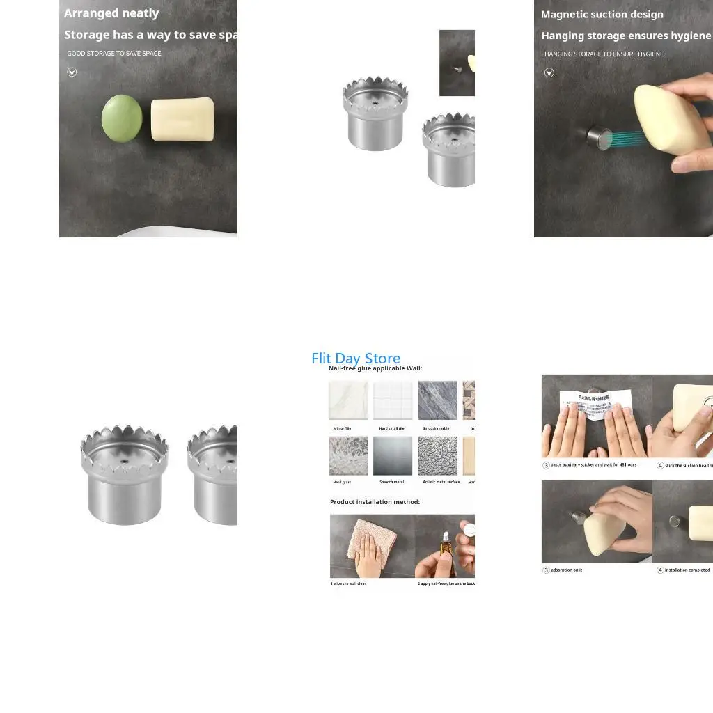 F92C Adhesive Mount Soap Organization Solution Includes Two High Grade Steel Stands