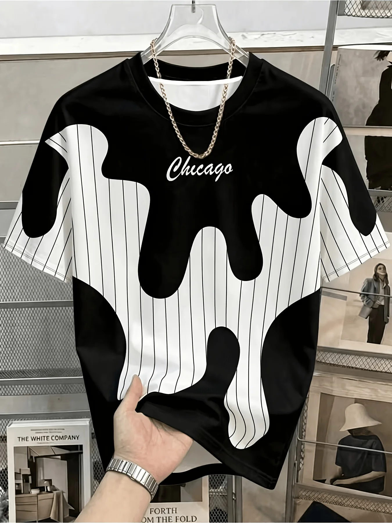 Men Mesh Sports T‑Shirt Abstract Patchwork Print O‑Neck Short Sleeve Loose Breathable Summer Casual Top