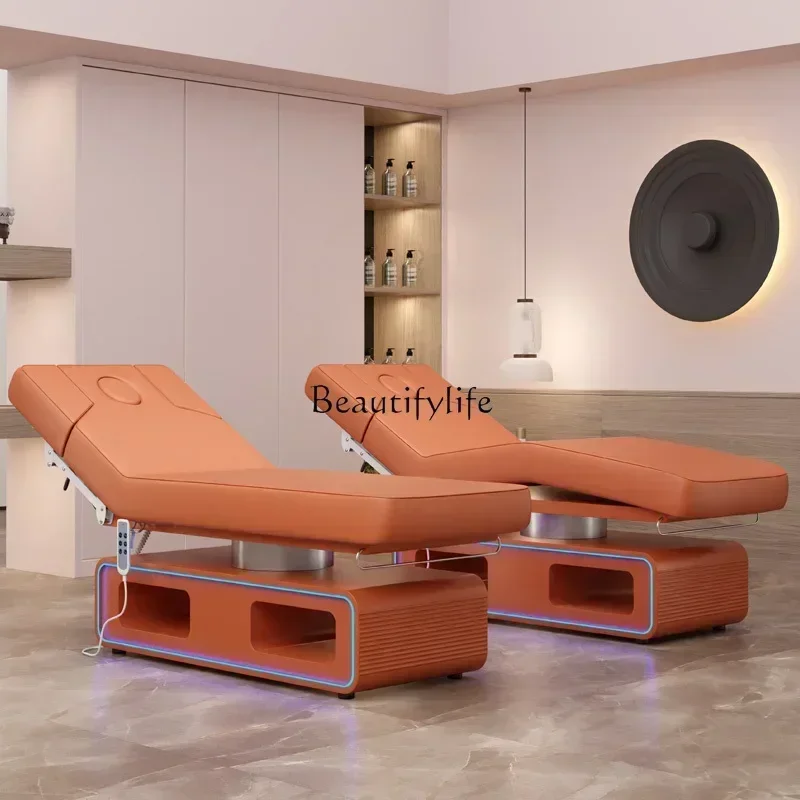 Cama De Beleza Elétrica De Látex De Luxo Leve, cama De Terapia De Massagem Corporal De Levantamento