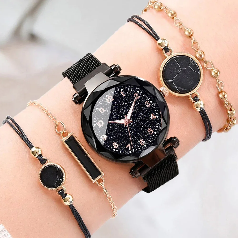 5/1pcs Luxury Women Watches Starry Sky Female Clock Quartz Wristwatch Gift Ladies Wrist Watch Reloj Mujer Relogio Feminino