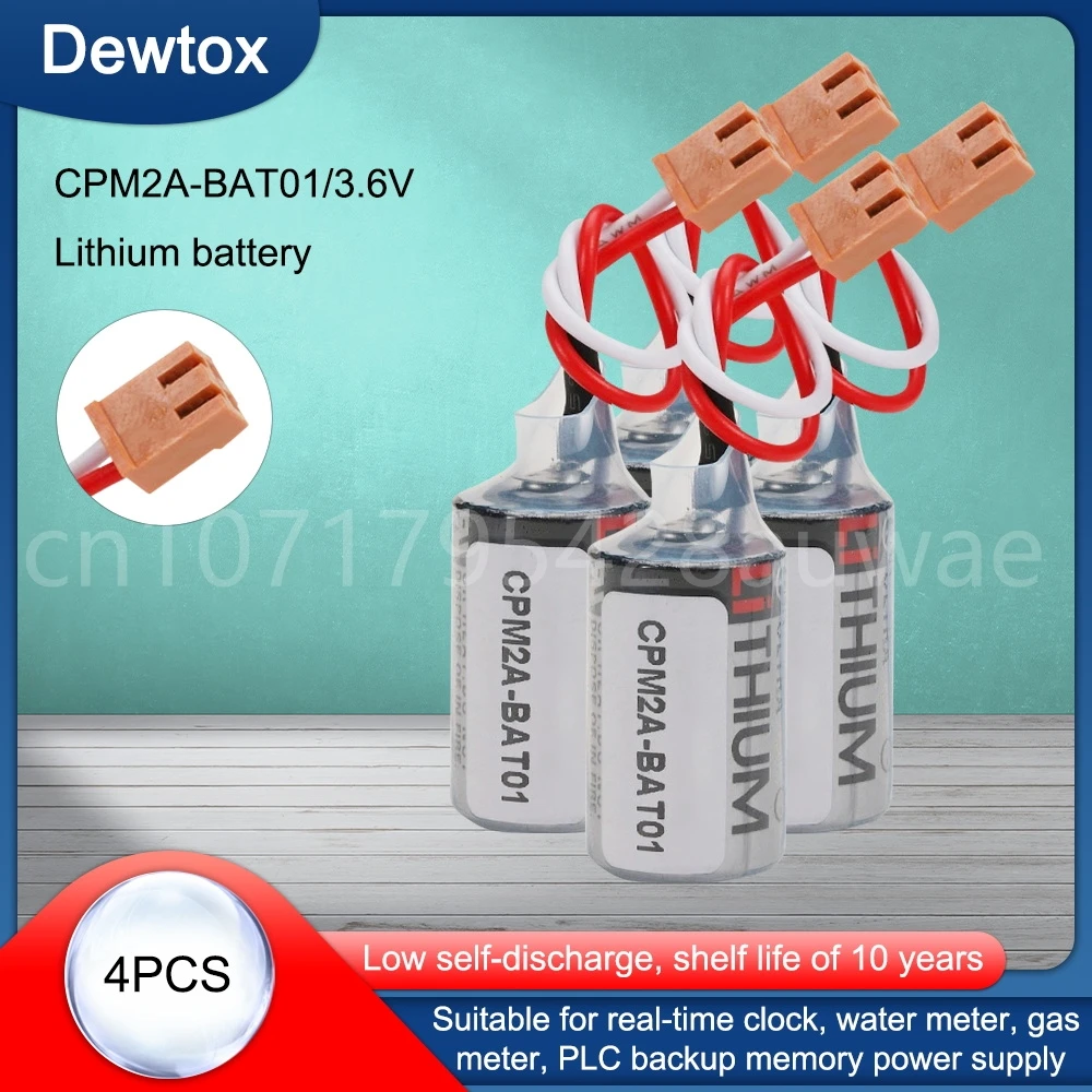 4PCS Original New Battery JZSP-BAT01 ER3V 3.6V JZSP-BAT01 CPM2A-BAT011/2 PLC Industrial Driver Lithium Battery Brown Plug