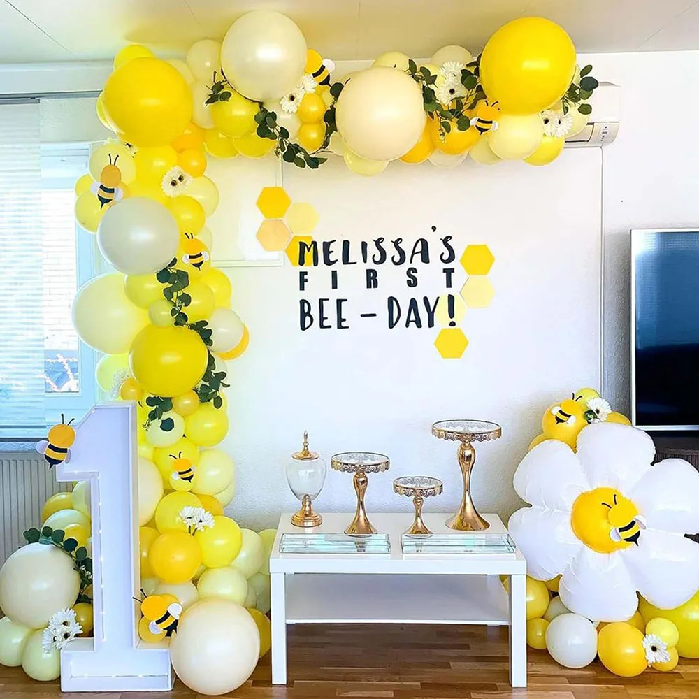 60 Yellow Balloons, 30.48cm Yellow and White Party Balloons, Light Macaron Yellow White Golden Confetti Helium Latex Balloon Set for Baby Shower