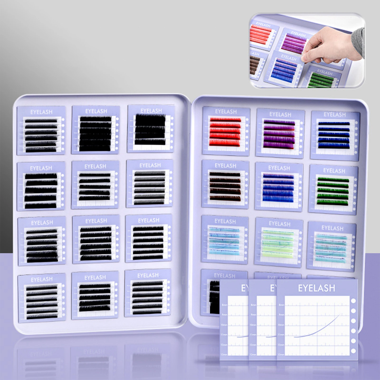 Empty Magnetic Fake Eyelash Storage Box With 24 Diskettes False Eyelash Holder Case Container Travel Pallet Lash Holder