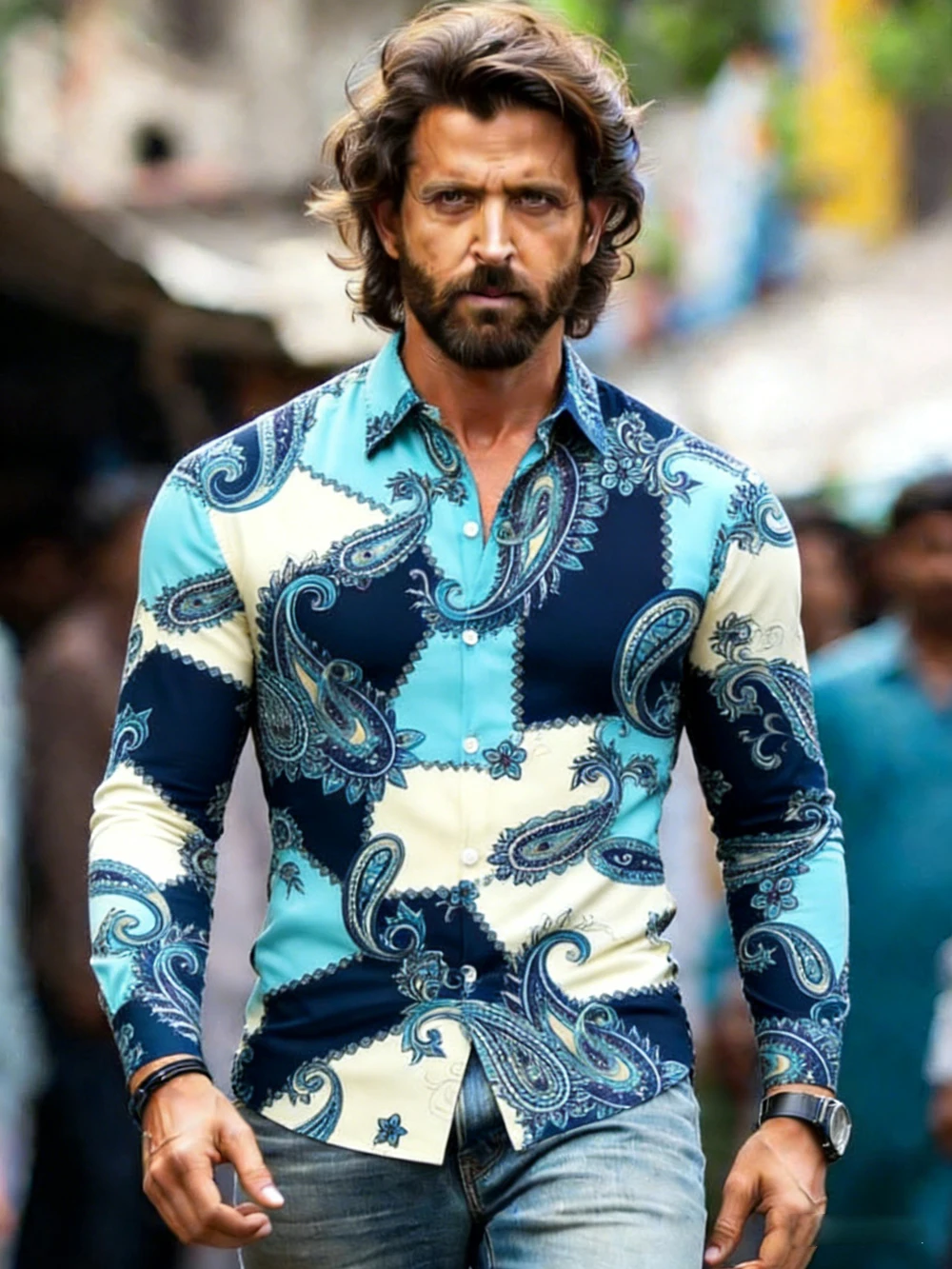 

Мужская рубашка с длинным рукавом в ретро-стиле, с натуральным принтом высокой четкости, гавайская, повседневная, для отдыха, для активного отдыха, для мужчин.