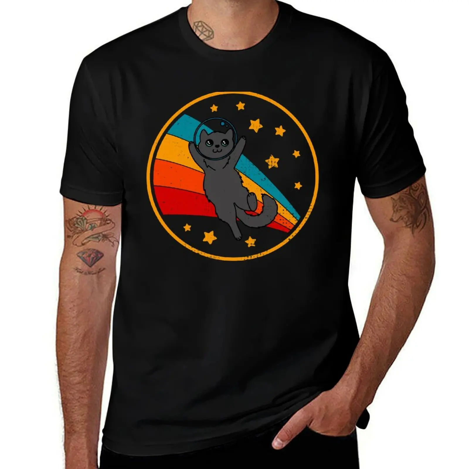 

Cute Vintage Nebelung Cat Retro Space Cat T-Shirt t shirts cotton 100% T-Shirt