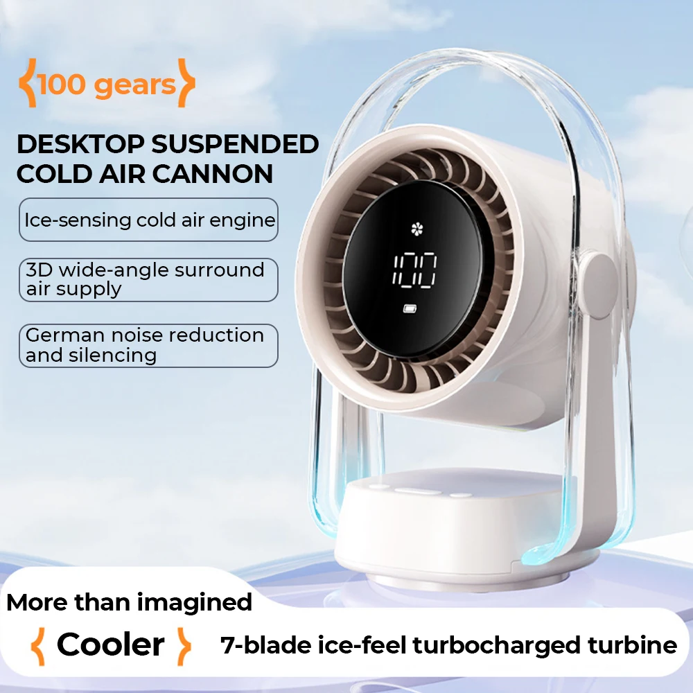 

100-скоростной настольный вентилятор, умный циркулятор, зарядка через USB со светодиодным дисплеем, электрические вентиляторы, многофункциональный портативный вентилятор, малошумный