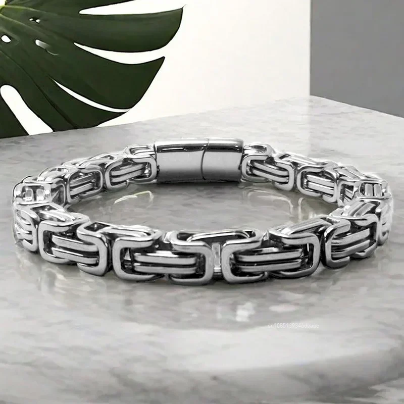 Punk Titanium Steel Bracelet Men Women Wristband 4mm Sliver Color Male Hand Chain Link Bracelet Hip Hop Jewelry