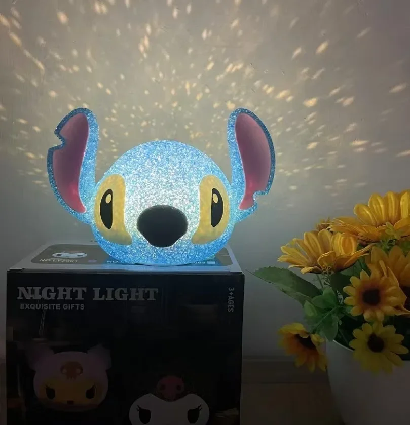 New Disney Stitch Star Projection Lamp Cartoon Figure Particle 3D Doll Creative Night Light Romantic Home Decoration Kids Gifts