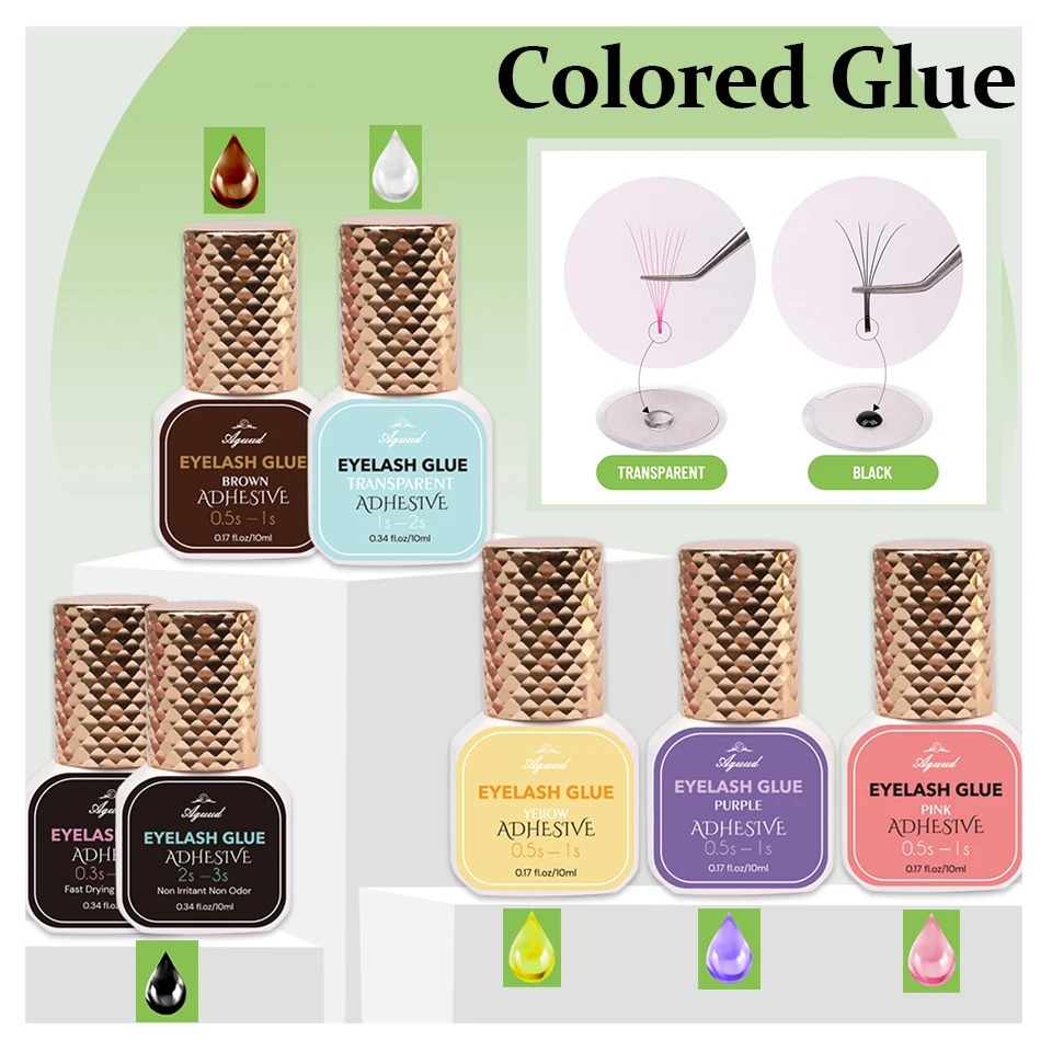 رمش تمديد الغراء الملون 0.3 ثانية التجفيف السريع لاصق قوي قوي لتطعيم الرموش الصناعية الملونة أدوات ماكياج