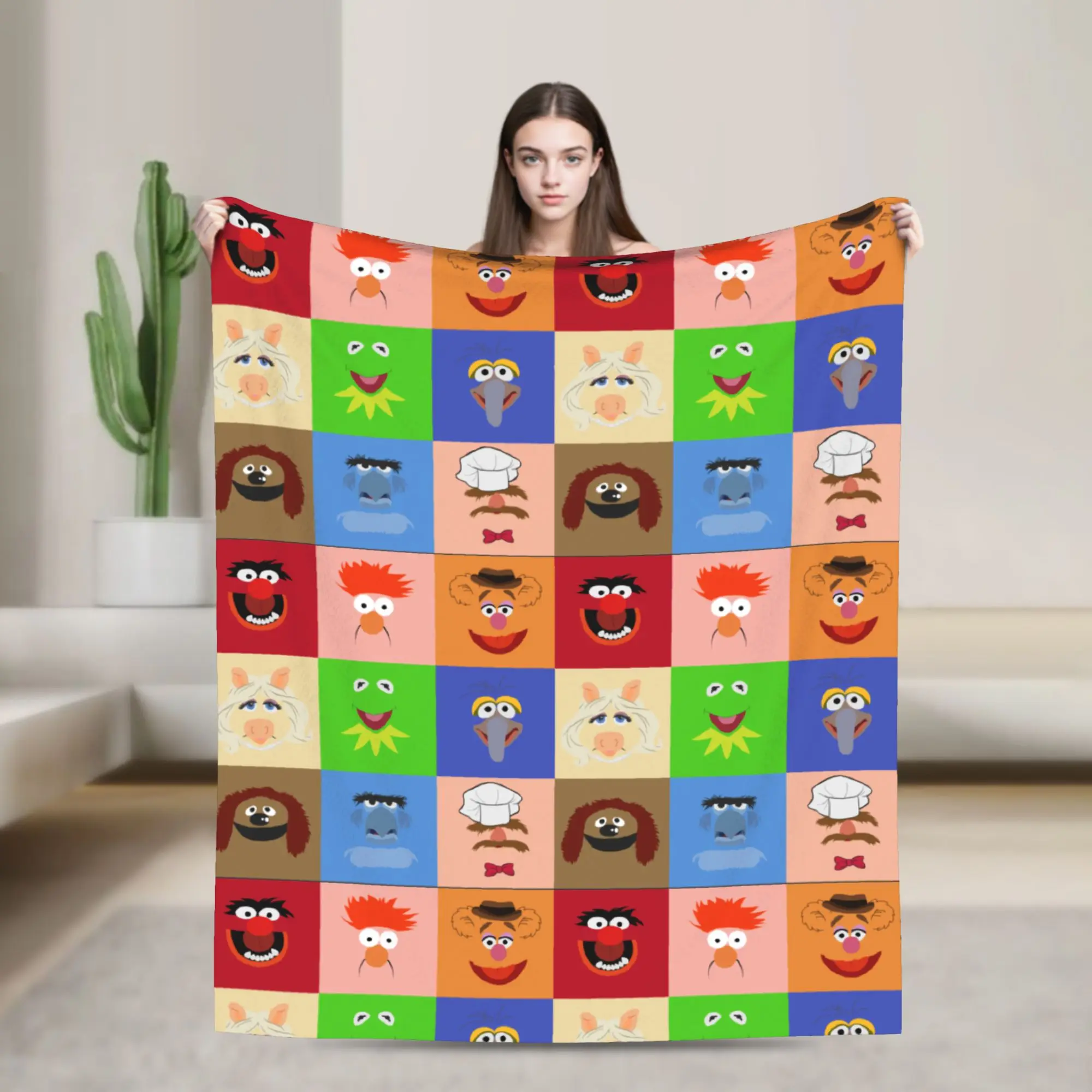 

Muppets Show Cartoon Flannel Blanket Funny Throw Blanket for Home 150*125cm Plush Thin Quilt
