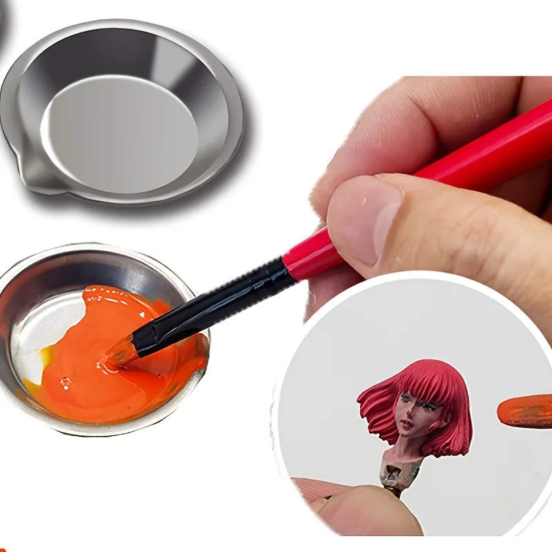 6/12/24pcs Stainless Steel Painting Palette Spouted Color Bowls Oil Paint Trays Paint Color Mixing Cups DIY Painting Tools
