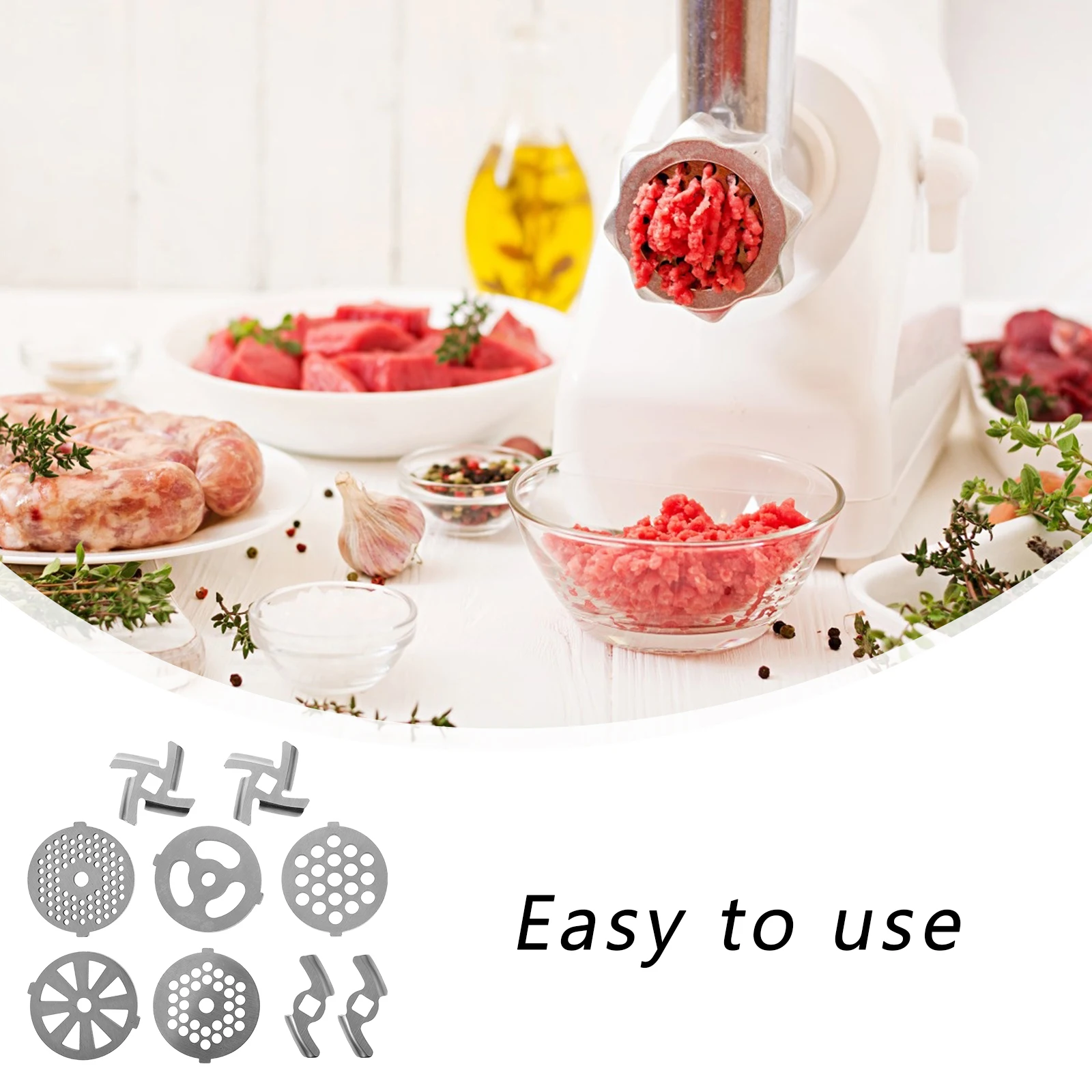 

9pcs Stainless Steel Meat Grinder Plate Electric Mincer Cutting Disc Household Blades Replacement Attachments Kitchen