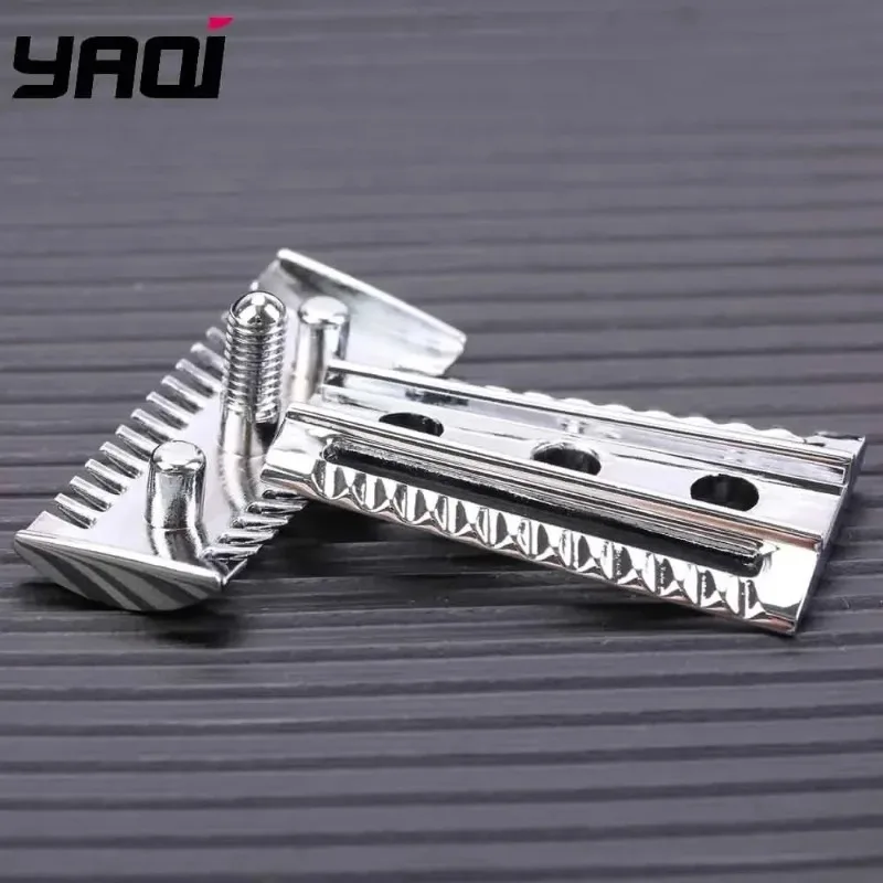 Fine Teeth Safety Razor Head YAQI Chrome Metal Double Edge Shaver Replacement Component Manual Shaving Spare Accessory for Men