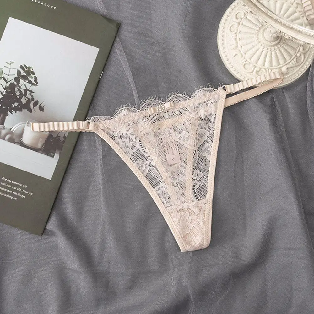 

Seamless Transparent Girls Cotton Crotch Sexy Underpant Low Waist Panties Lace Thong Flower G-strings Female Briefs
