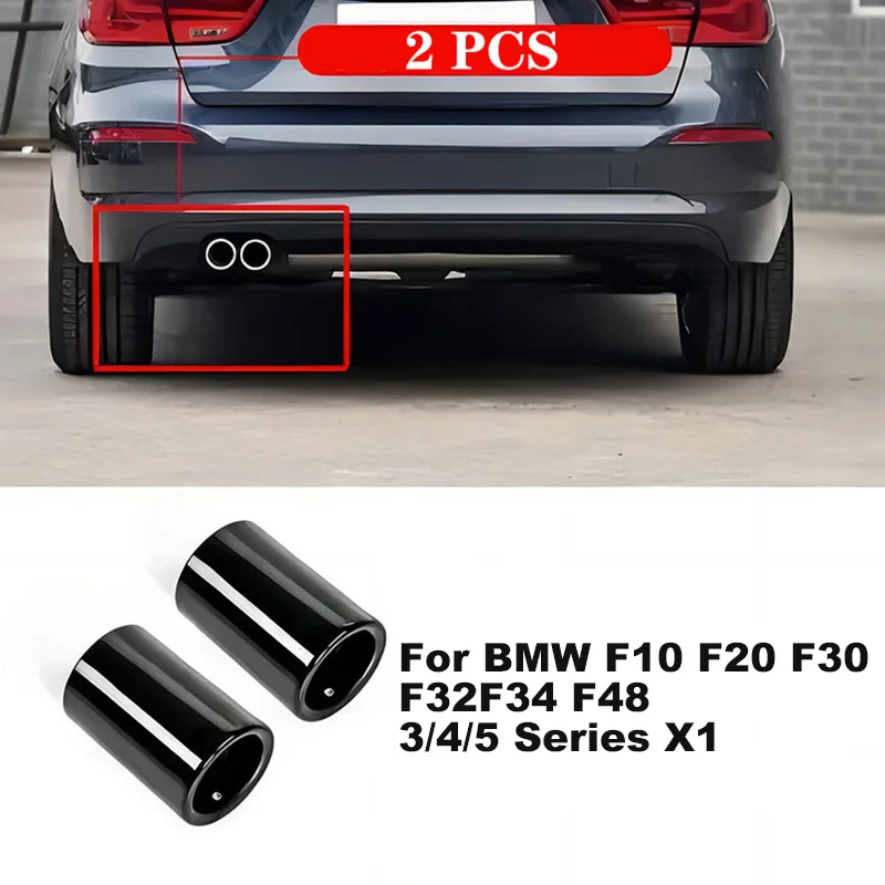 2Pcs Steeless Exhaust Muffler Tip Pipes Rear Modified Tail Throat Liner For BMW F10 F20 F30 F32 F34 F48 Car Accessories