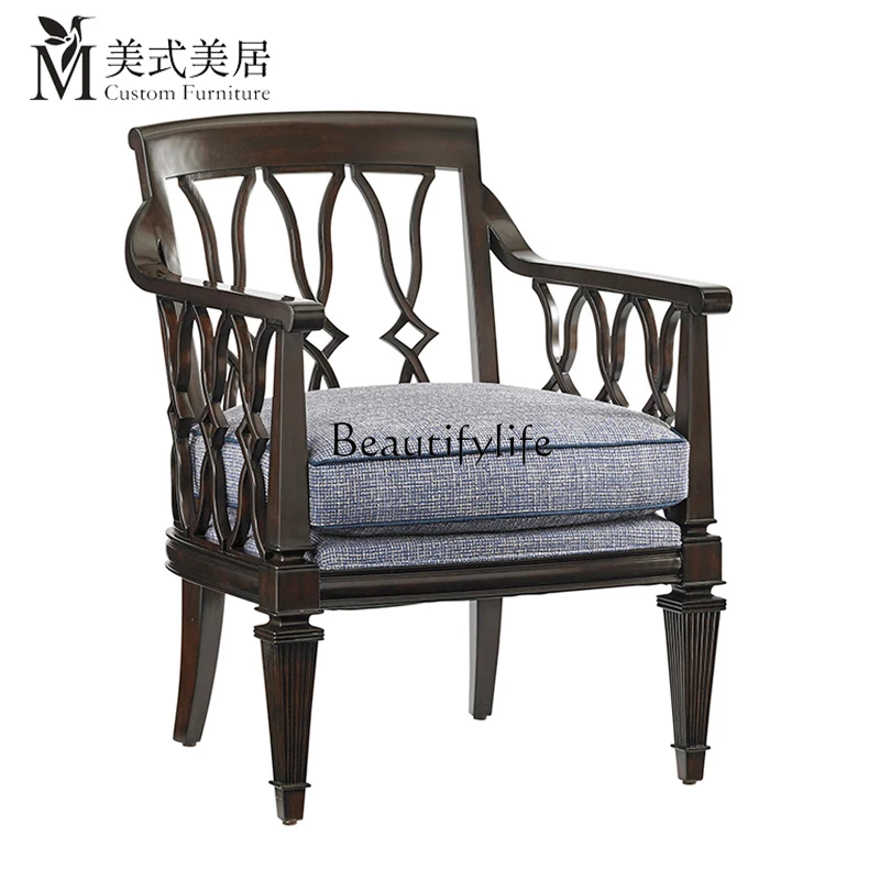 Solid Wood Leisure Fabric Soft Sofa Chair Seat Box Hollow Single Negotiation Living Room Furniture