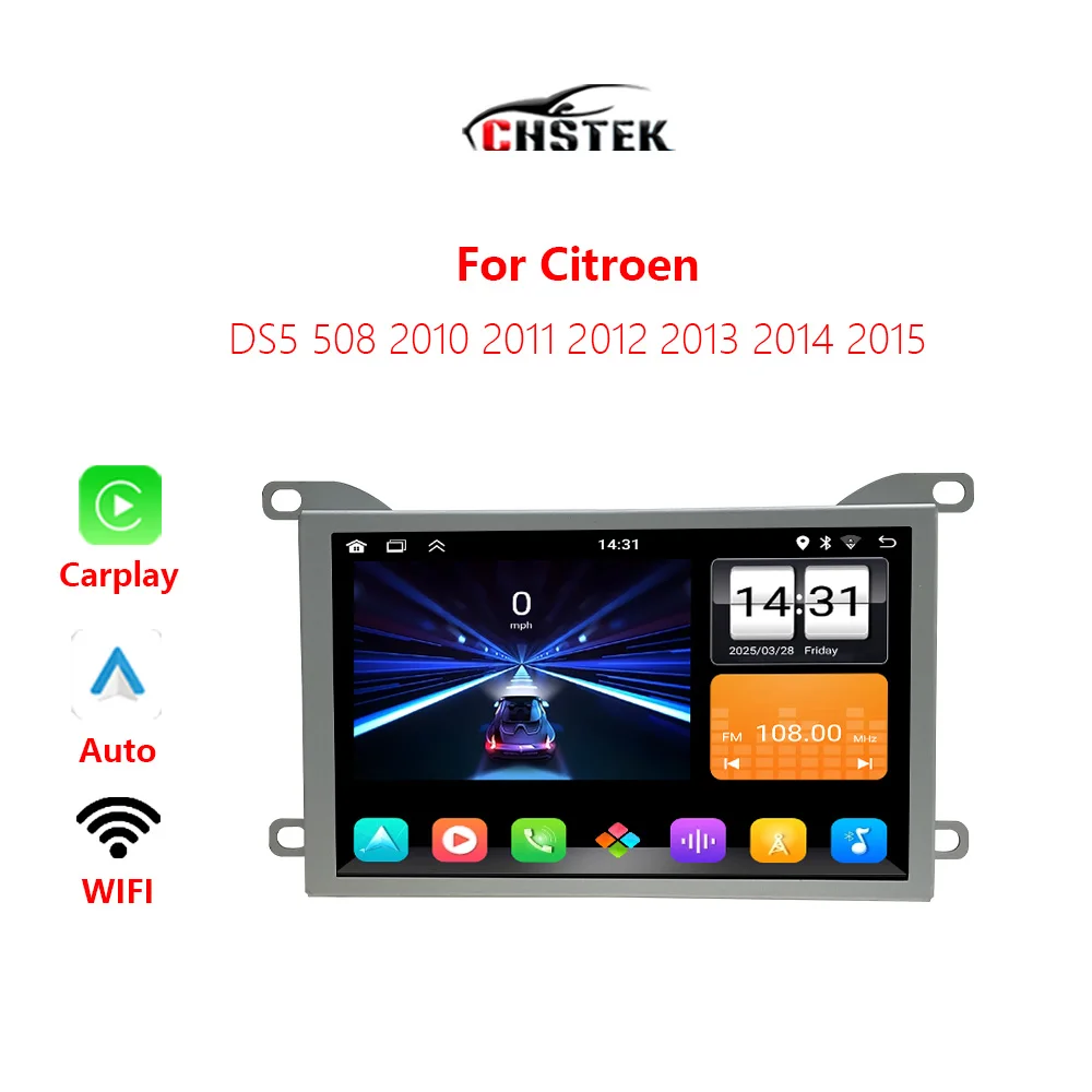 CHSTEK Car Radio Carplay For Citroen DS 5 DS5 508 2010-2015 Android Auto Multimedia Stereo Navigation Bluetooth WIFI Autoradio