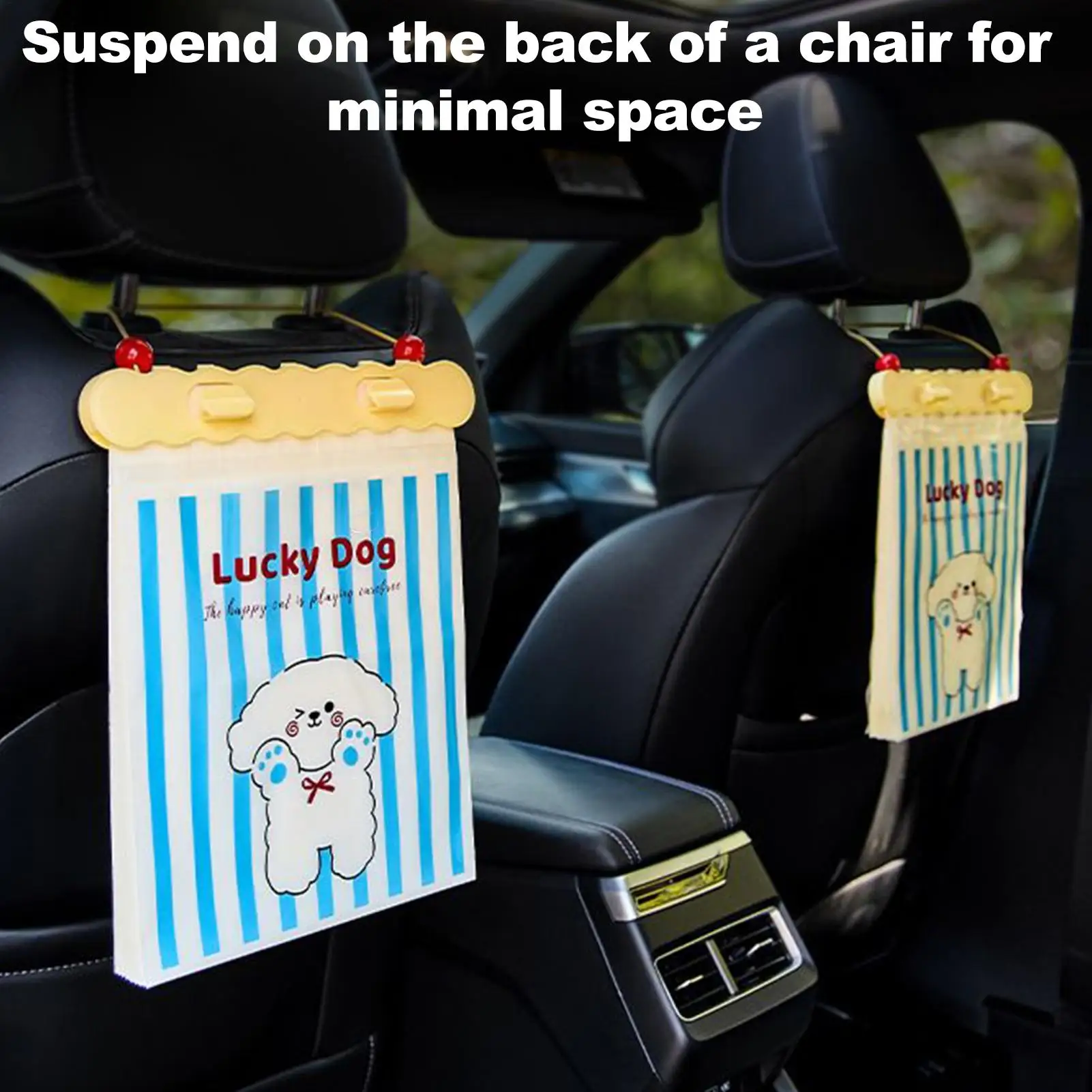 

20PCS Dog Design Car Trash Bags, Leak-Proof Back Seat Waste Pouch for SUV RV Interior, Travel Camping Outdoor Auto Garbage Bag